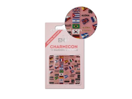 Charmicon 3D Silicone Stickers Flags/Hello