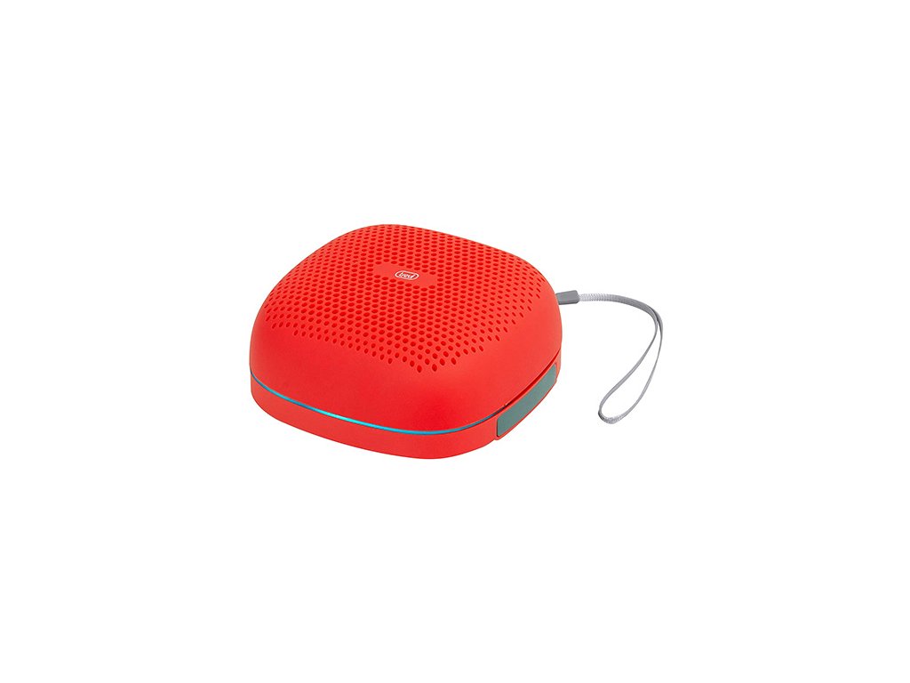 Reproduktor Trevi, XR 8A15 RD, přenosný, bezdrátový poslech hudby ze všech zařízení Bluetooth, přehrávač MP3 karet Micro SD, funkce TWS, LED pásek, index ochrany IPX5, vysokokapacitní lithiová baterie, 5 W