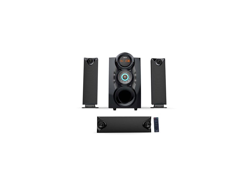 Reproduktorový systém AKAI, SS028A-3208C 3.1, dálkové ovládání, podpora USB, čtečka SD karet, FM rádio, 45 W+3 x 10 W