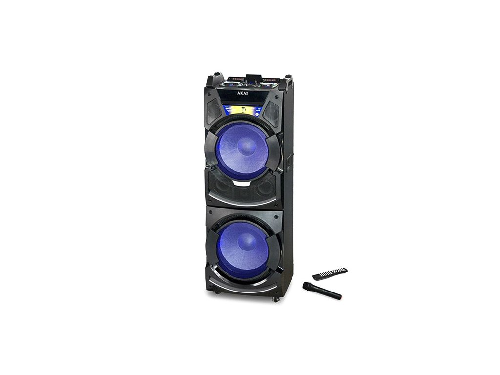 Reproduktor AKAI, DJ-S5H, přenosný, bluetooth, LED displej, dálkové ovládání, bezdrátový mikrofon, 400 W RMS