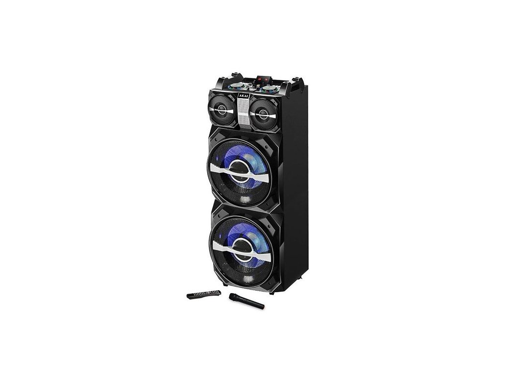 Reproduktor AKAI, DJ-T5, přenosný, bluetooth, FM rádio, dálkové ovládání, mikrofon, LED displej, 300 W RMS