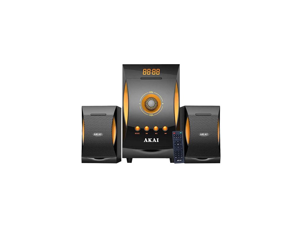 Reproduktorový systém AKAI, SS032A-3515 2.1, FM rádio, vstup USB a čtečky karet, dálkové ovládání, 18 W + 2 x 10 W