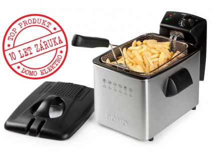 Fritéza nerezová - záruka 10 let - DOMO DO465FR, Objem: 4 l, Příkon: 3000 W, Vyjímatelná fritovací nádoba