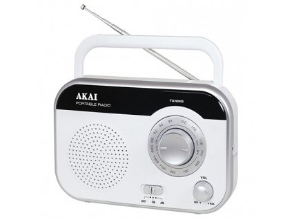 Rádio AKAI, PR003A-410, AM/FM, bílá, 1 W RMS