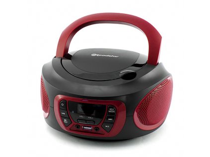 Přehrávač Roadstar, CDR-365U/RD, přenosný, CD/MP3, rádio PLL, USB, AUX IN, CD, displej, 2x2 W, barva červená