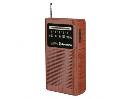 Rádio Roadstar, TRA-1230/WD, přenosné, FM, 1 x repro, 2x AA, barva dřevo