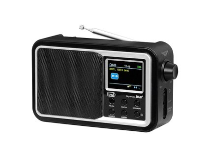 Rádio Trevi, DAB 7F96 BK, přenosné, LCD barevný displej, Bluetooth, alarm, 230 V, barva černá.
