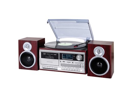 Hi-Fi systém Trevi, TT 1072 DAB WD, s gramofonem, CD-MP3 přehrávač, kazetový přehrávač, DAB/DAB+/FM PLL, dálkové ovládání, 17 W