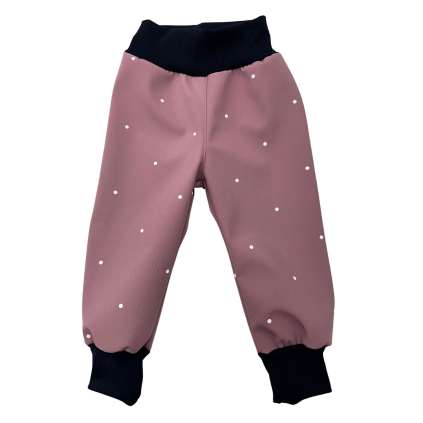 Softshellové kalhoty podzim–zima / starorůžový puntík