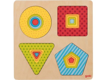 Vícevrstvé puzzle – geometrické tvary, 16 dílů GOKI
