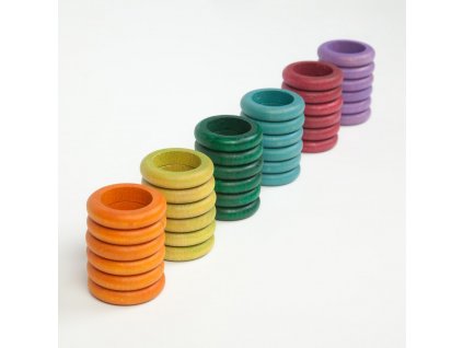 Wood Coloured Rings 36pc, pastelové , Grapat