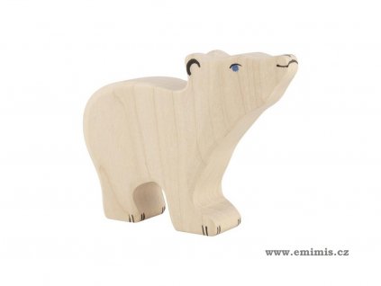 Medvěd lední malý se zvednutou hlavou – dřevěné zvířátko Holztiger