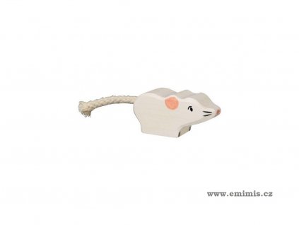 Bílá myška – zvířátko ze dřeva Holztiger