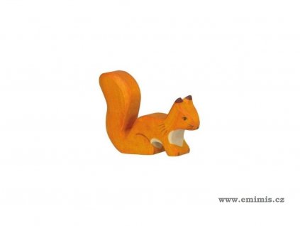 Veverka oranžová sedící – dřevěné zvířátko Holztiger
