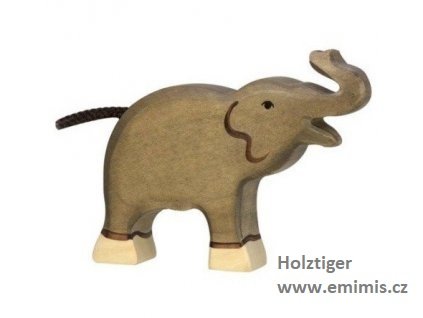 Slon malý se zvednutým chobotem – dřevěné zvířátko Holztiger