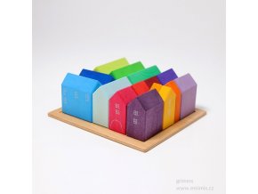 Malé domečky – stavebnice ze dřeva, 15 dílů Grimms