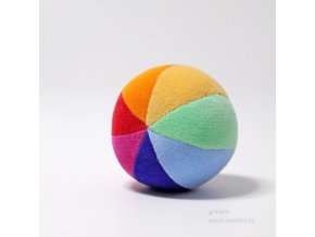 Duhový textilní míček s chrastítkem, 10 cm Grimms