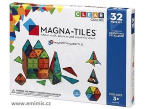 Valtech Magnetická stavebnice Magna Tiles 32 průhledná
