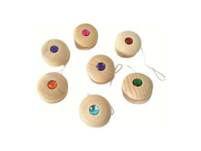 Dřevěné jojo se třpytivým kamenem 1ks - Bauspiel