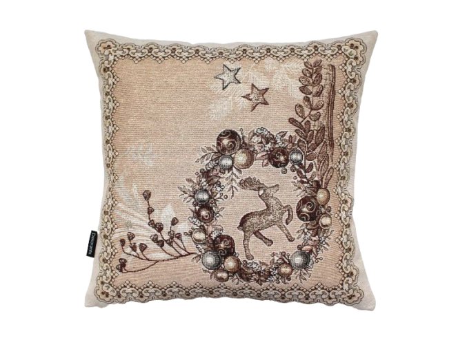 Gobelínový vánoční povlak zlatý věnec