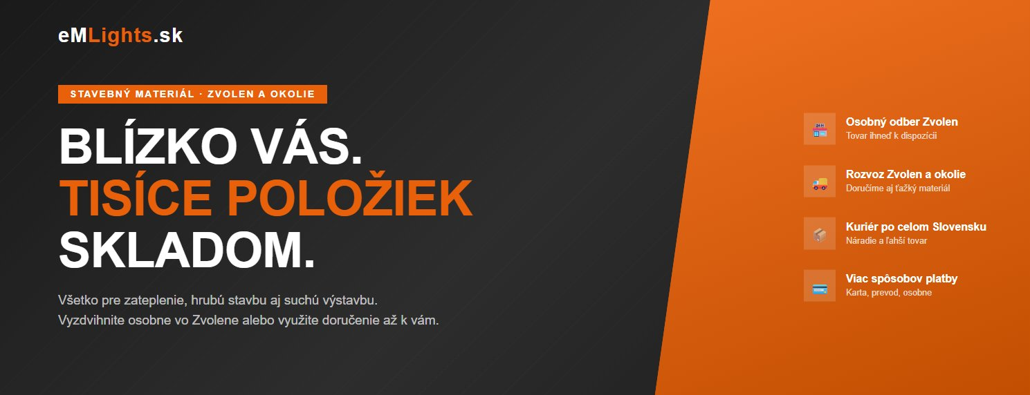 Stavebný materiál skladom — osobný odber Zvolen, rozvoz a doručenie po Slovensku