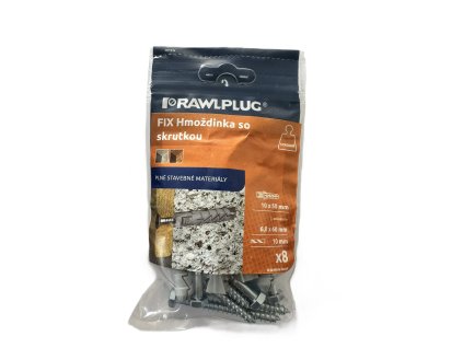 Hmoždinka nylon rozperná 10x50mm, skrutka 6x60mm R-S8-FIX-N-10660/8 ks
