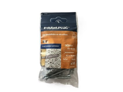 Hmoždinka nylon rozperná 8x40mm,skrutka 4,5x50mm R-S8-FIX-N-08+/10 ks