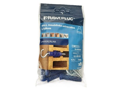 Hmoždinka univerzálna nylon 8x40mm so stropným hákom R-S8-4ALL-08S/8 ks