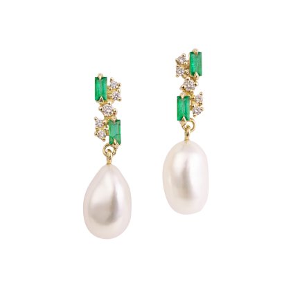 Emerald Pearl Drop náušnice