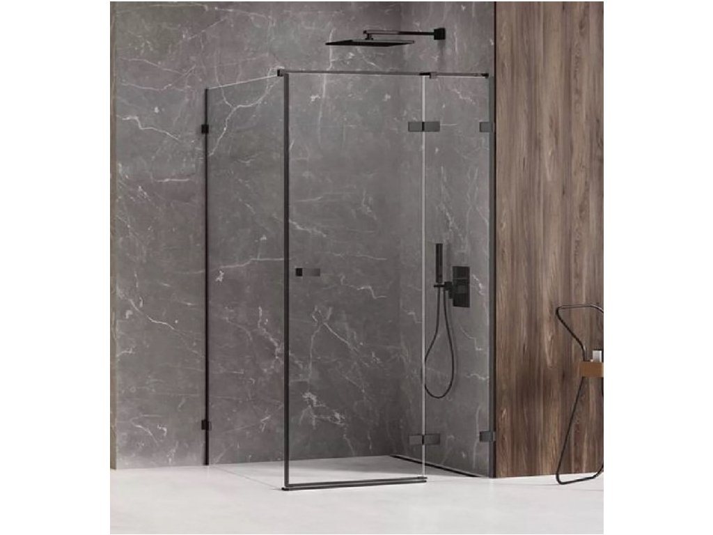 Sprchový kout Avexa Black 100x100 cm pravý s pevným dílem