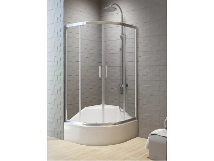 Sprchový kout New Varia Chrom 90x90x165 cm čtvrtkruh na vysokou vaničku, grafit sklo