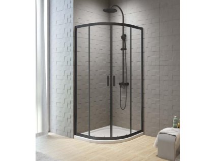 Sprchový kout New Varia Black 90x90 cm čtvrtkruh, čiré sklo