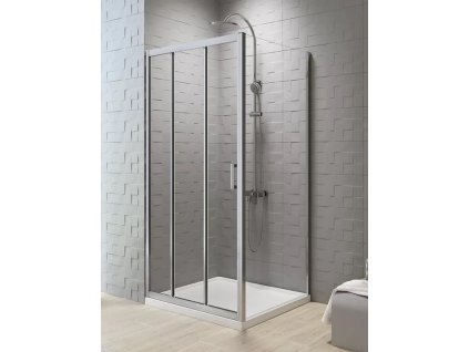 Sprchový kout New Varia Chrom 100x80 cm rovný vstup třídílný