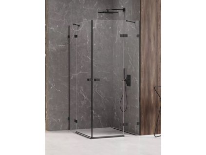 Sprchový kout Avexa Black 90x80 cm rohový vstup se dvěma pevnými díly