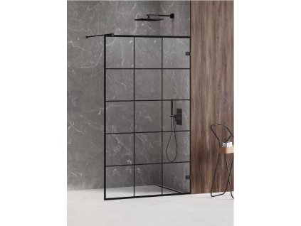 Walk-In Avexa Black 130 cm s černým rámem a ozdobnými profily