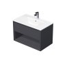 EMMY 100 cm šedá/šedá s jednou zásuvkou a otevřenou nikou, s umyvadlem Sistema (A4706/A4706)