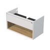 EMMY 100 cm bílá/dub s jednou zásuvkou a otevřenou nikou, s umyvadlem Sistema (A0536/H3730 ST 10)