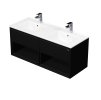 EMMY 120 cm černá/černá s dvěma zásuvkami a 2x otevřenou nikou, s dvojumyvadlem Sistema (A3686/A3686)