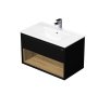 EMMY 90 cm černá/dub s jednou zásuvkou a otevřenou nikou, s umyvadlem Sistema (A3686/H3730 ST 10)