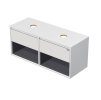 EMMY 120 cm bílá/šedá s dvěma zásuvkami a 2x otevřenou nikou, pro umyvadla na desku (A0536/A4706)