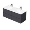 EMMY 120 cm šedá/šedá se čtyřma zásuvkami, s dvojumyvadlem Sistema (A4706/A4706)