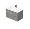 EMMY 60 cm beton/beton se dvěma zásuvkami, včetně umyvadla Sistema (F186/F186)