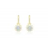 dětské náušnice žluté zlato s kamínky bílými+světle modrými kulaté zapínání brizura emmys EM70414