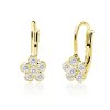 dětské náušnice žluté zlato s kamínky bílými pomněnky zapínání klapka emmys EM70614