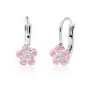 dětské náušnice bílé zlato s kamínky růžovými+bílými pomněnky zapínání klapka emmys EM70614