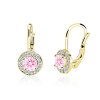 dětské náušnice žluté zlato s kamínky růžovými bílými kulaté zapínání klapka emmys EM32039