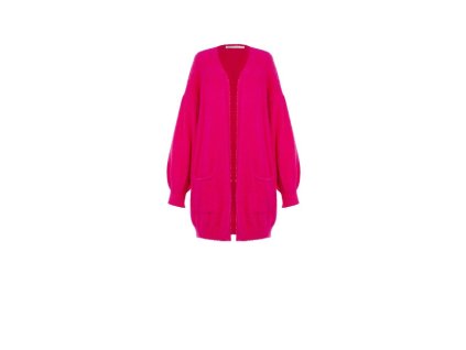 Dámský plyšový delší cardigan růžový Rinascimento CFM80010947003 (Velikost M/L)