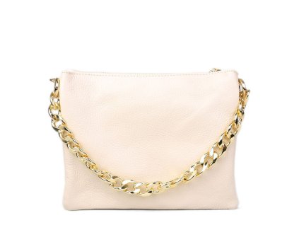 Dámské béžové střední kožené kabelky crossbody Petra
