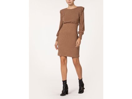 Dámské úpletové stylové šaty hnědé Rinascimento CFC80107173003 (Velikost M)