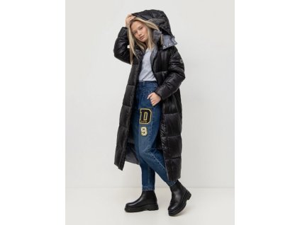 Dámská dlouhá černá prošívaná bunda oversize Rinascimento CFC80103894003 (Velikost XS)